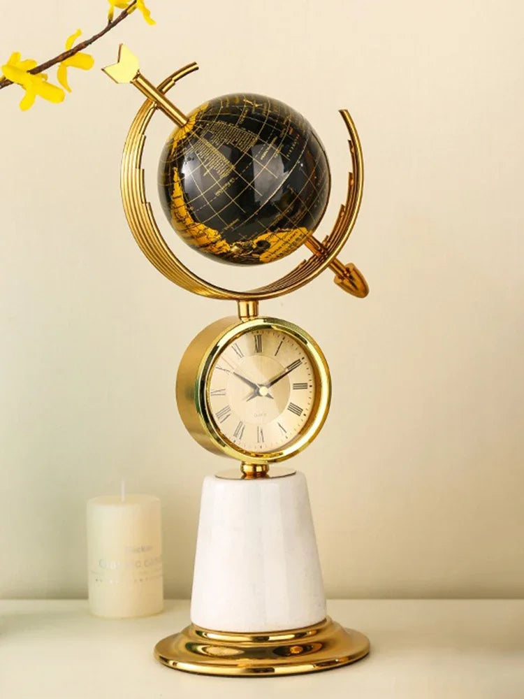 Modern Globe Figurines Clocks Luxury Living Room Nordic Sculptures Desktop Creative Figurine Table Sculpture Art Crafts Home